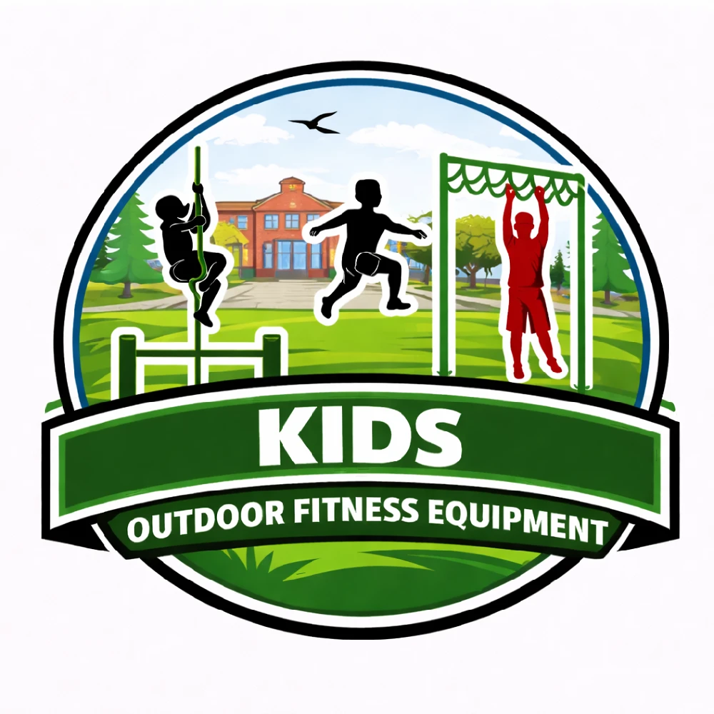 Kids outdoor fitness equipment designed for climbing, agility, and active play in park environments